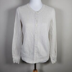 Tommy‎ Hilfiger Knit Lace Cardigan Womens Medium Crochet Daisies Cottage Fairy